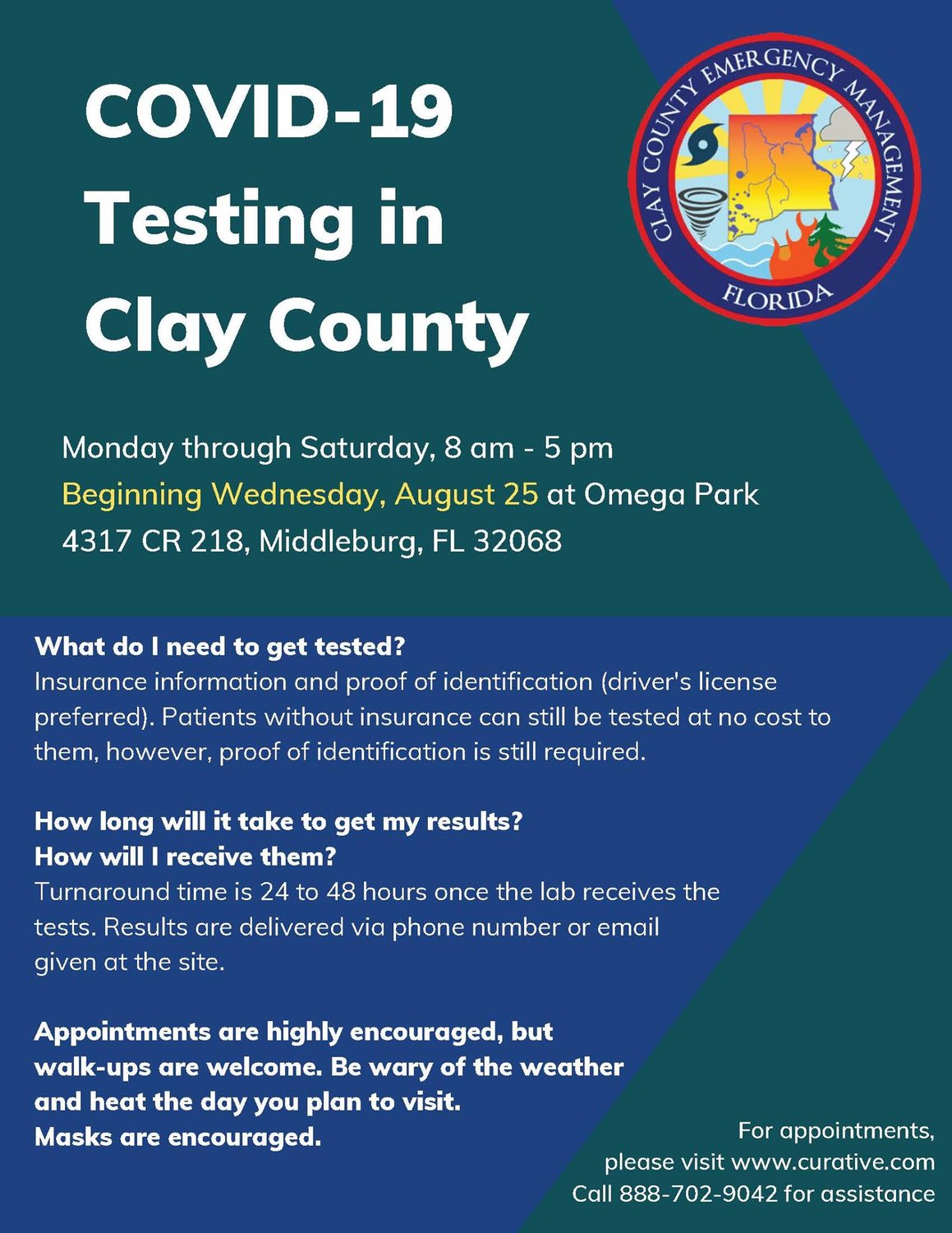 Clay County offers COVID 19 testing at Omega Park Clay Today